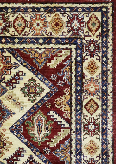 Geometric Scarlet Super Kazak 4'11" x 6'6"