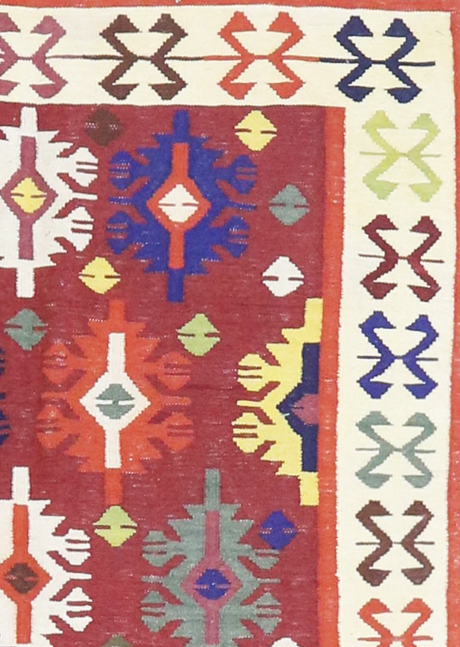 Geometric Red Kilim 3'11" x 5'10"