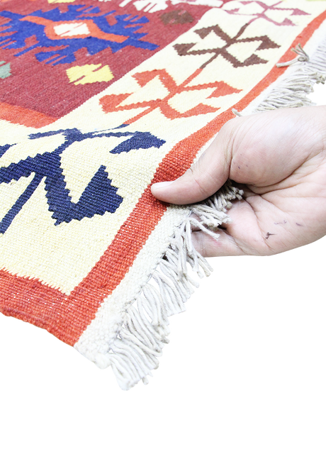 Geometric Red Kilim 3'11" x 5'10"