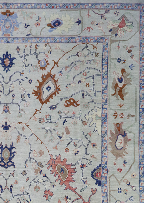 Floral Ivory Oushak 12'1" x 14'11"