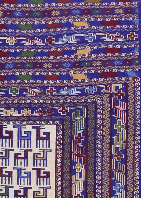 Geometric Ultramarine Suzani 4'4" x 6'11"