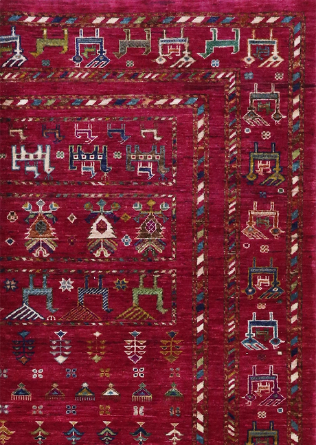 Saffron Red Animal Design Khorjin 4'11" x 6'5"