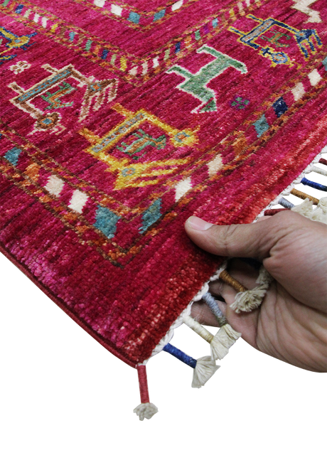 Saffron Red Animal Design Khorjin 4'11" x 6'5"