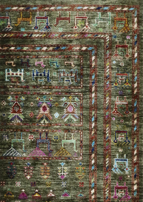 Nephrite Animal Design Khorjin 5'0" x 6'11"