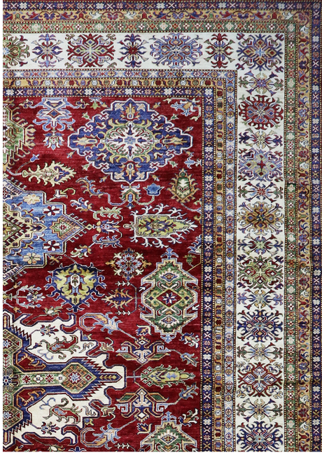 Geometric Burgundy Super Kazak 10'4" x 13'2"