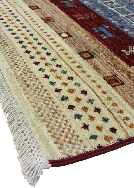 Lined Prairie Azure Gabbeh 3'11" x 5'11"