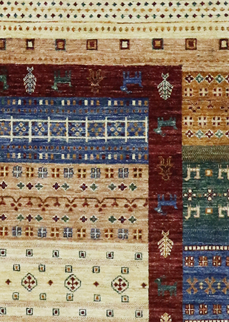 Lined Prairie Azure Gabbeh 3'11" x 5'11"