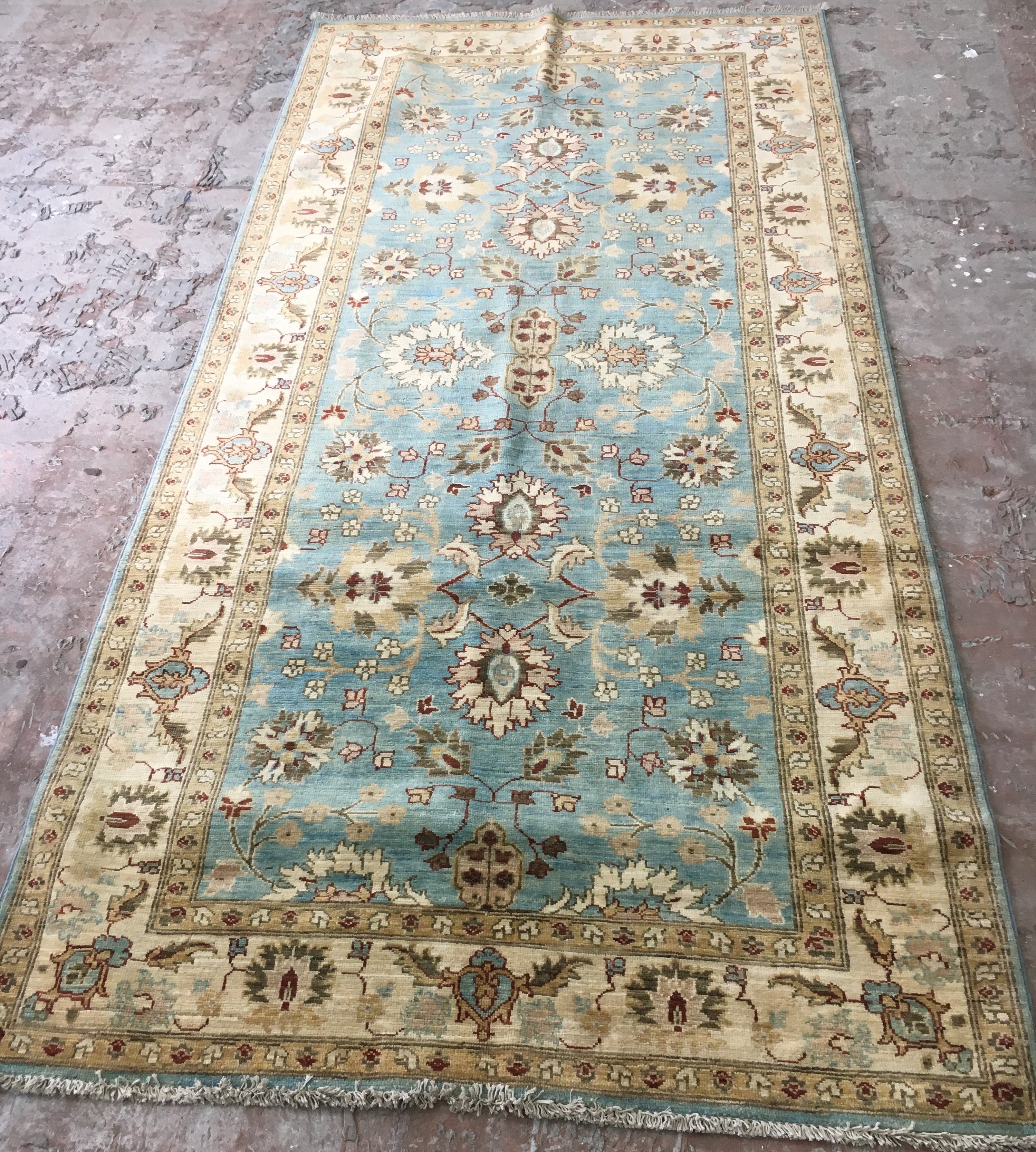 Sky Blue Sandstone Oushak 4'0" x 8'2"