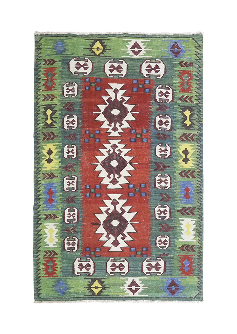 Geometric Forest Kilim 5'2" x 8'1"