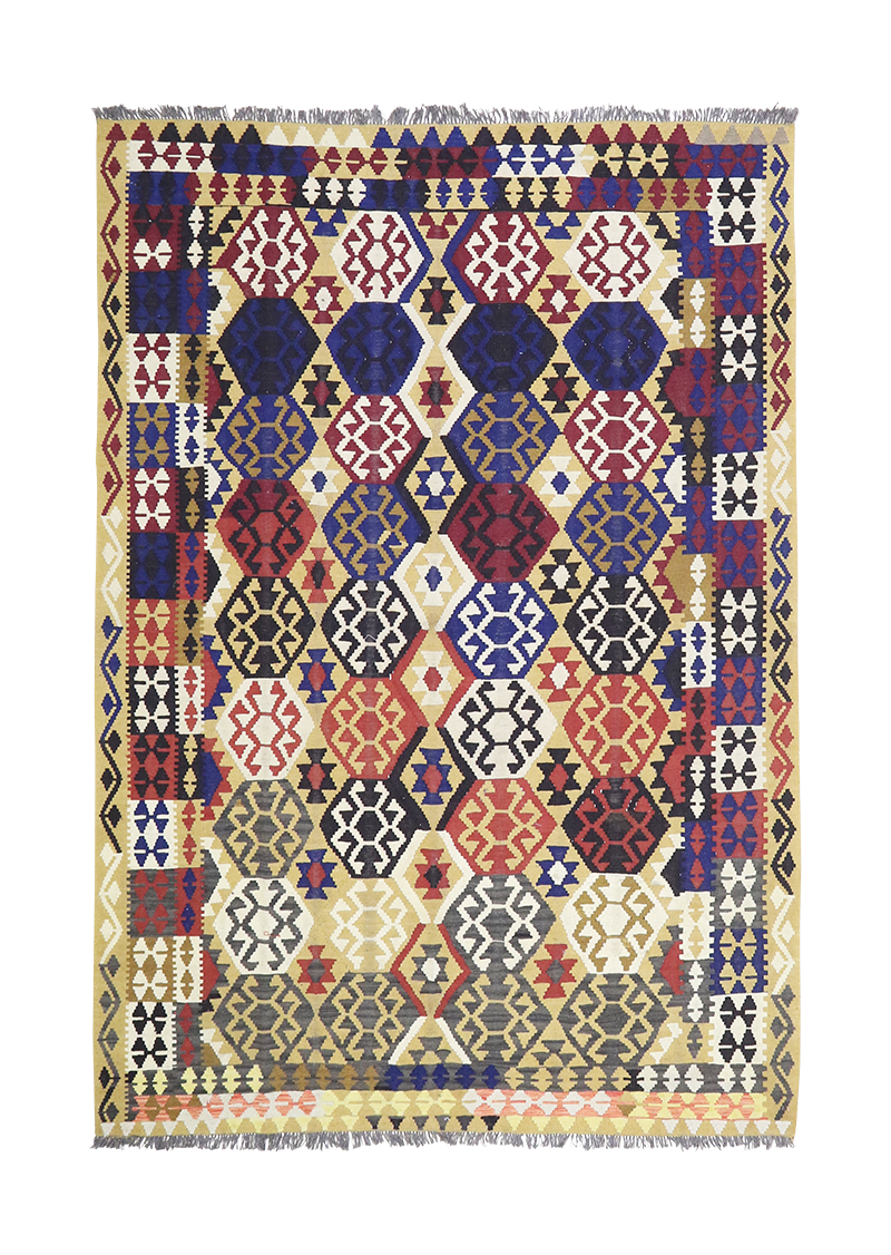Multicolor Honeycomb Kilim 6'9" x 9'9"