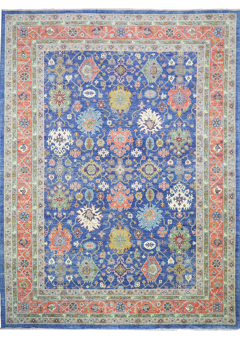 Floral Lapis Oushak 10' 2 x 13' 8"