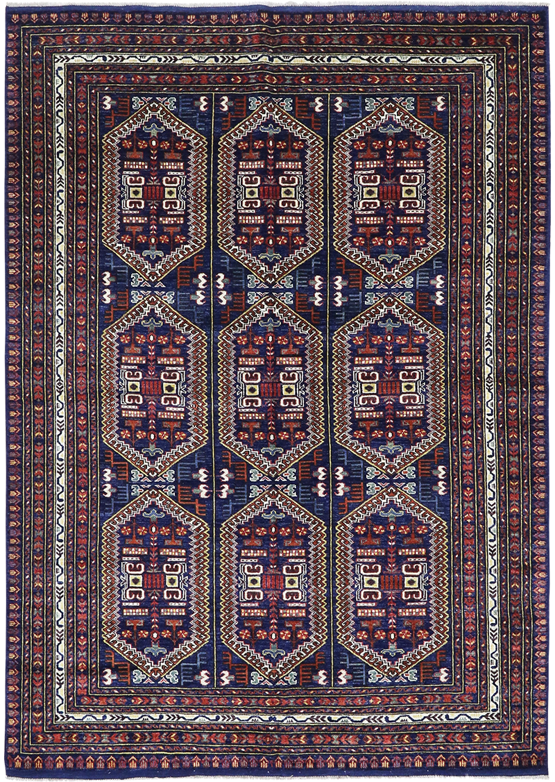 Geometric Navy Tribal 5'8" x 8'1"