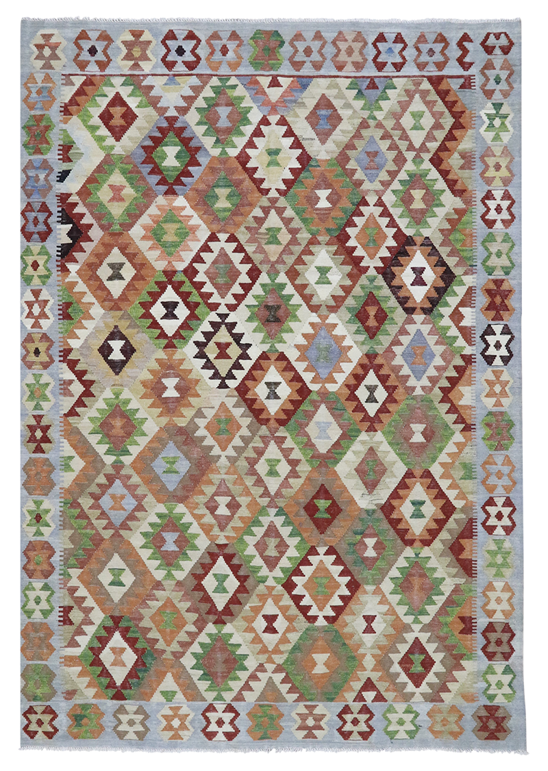 Geometric Ivory Kilim 6'8" x 9'7"