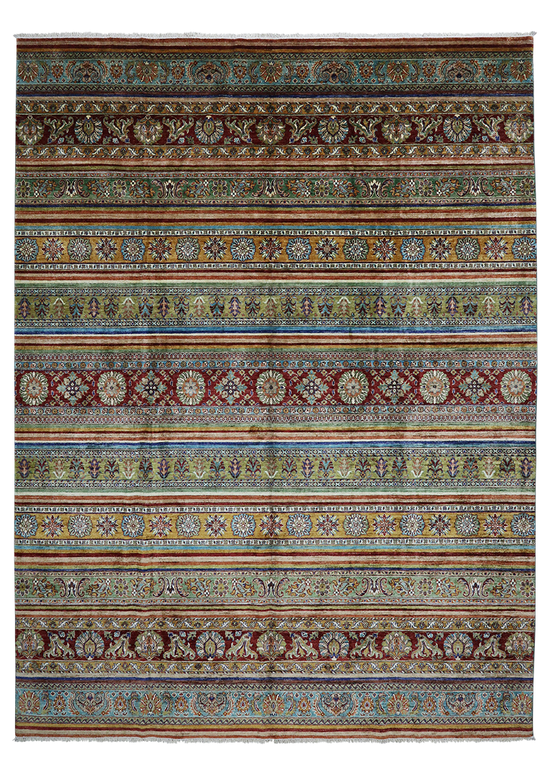 Linear Apple Green Khorjin 8'11" x 11'11"