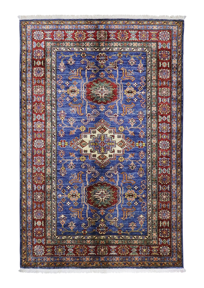Brilliant Blue Super Kazak 4'1" x 6'1"