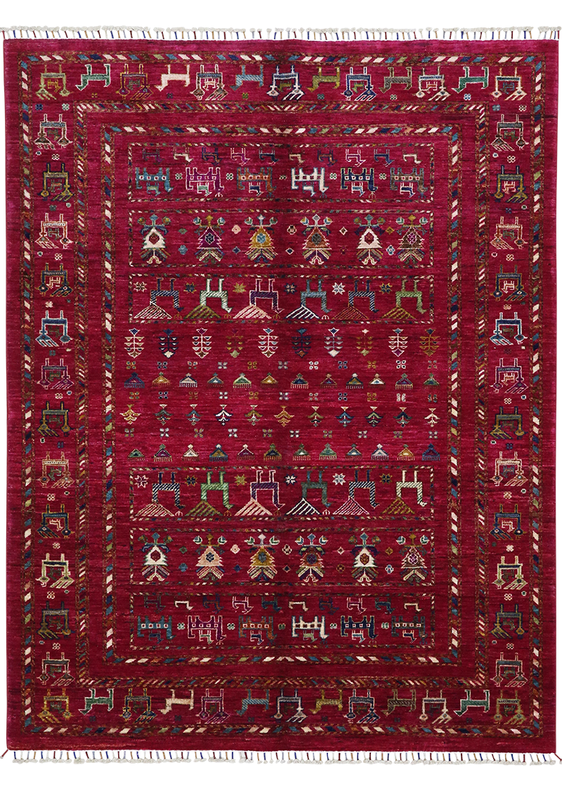 Saffron Red Animal Design Khorjin 4'11" x 6'5"