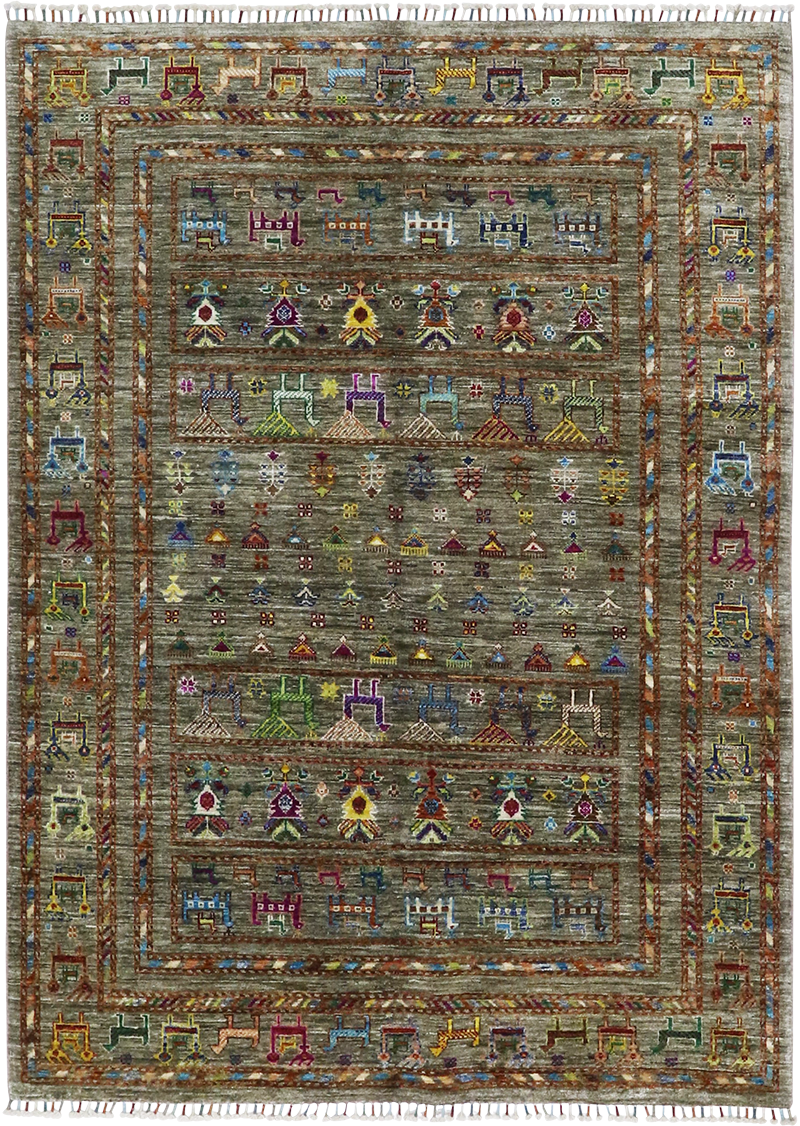 Cloud Gray Animal Design Khorjin 5'8" x 6'6"