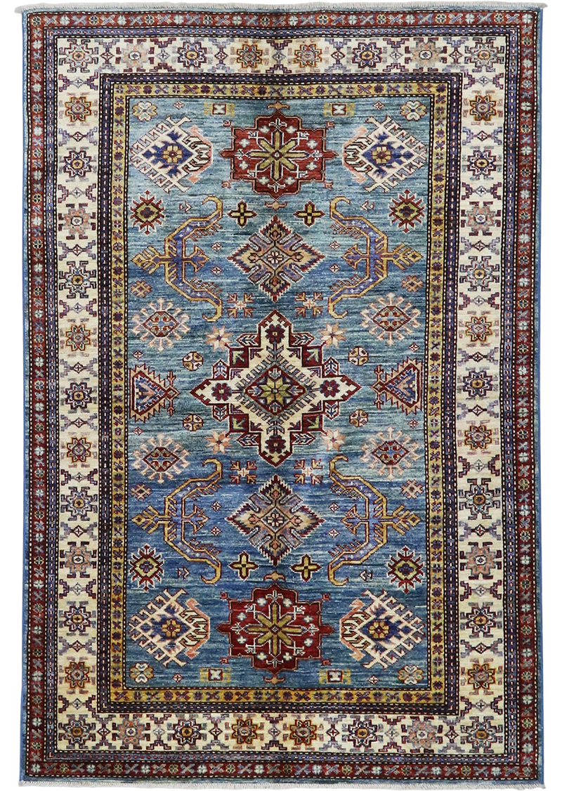 Geometric Azurite Super Kazak 4'0" x 6'0"