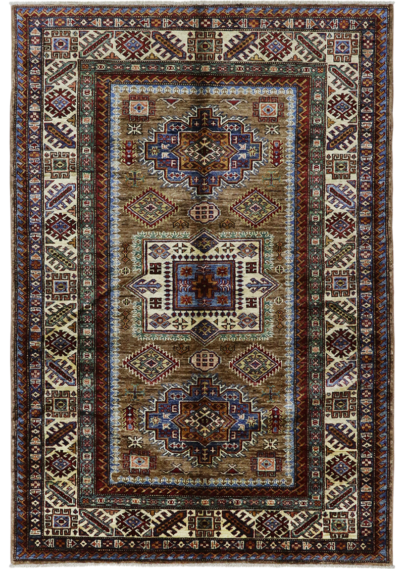 Geometric Mocha Super Kazak 4'2" x 6'1"