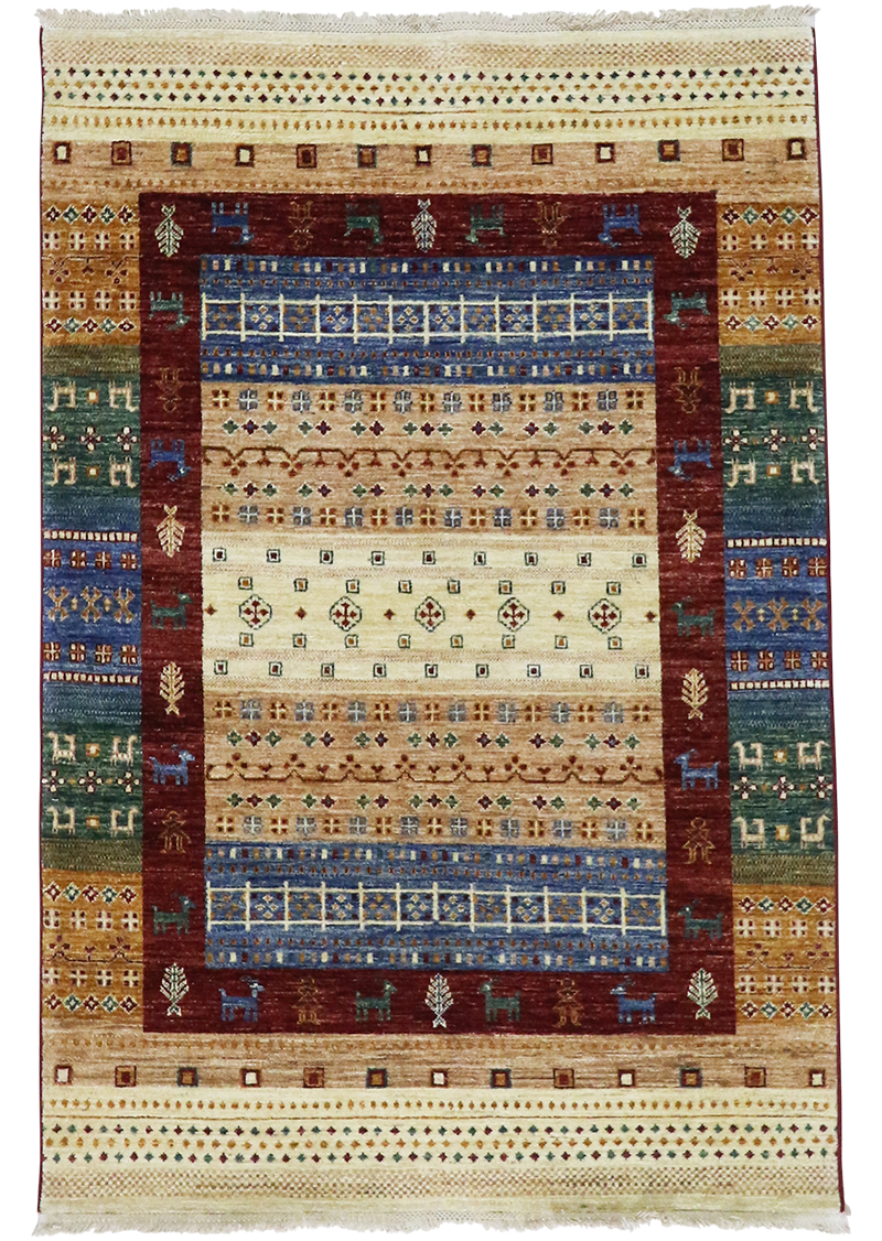 Lined Prairie Azure Gabbeh 3'11" x 5'11"