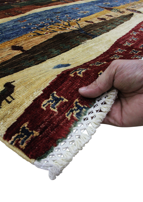 Multicolored Forest Gabbeh 5'2" x 6'6"