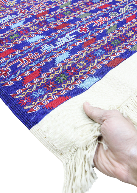 Geometric Ultramarine Suzani 4'4" x 6'11"